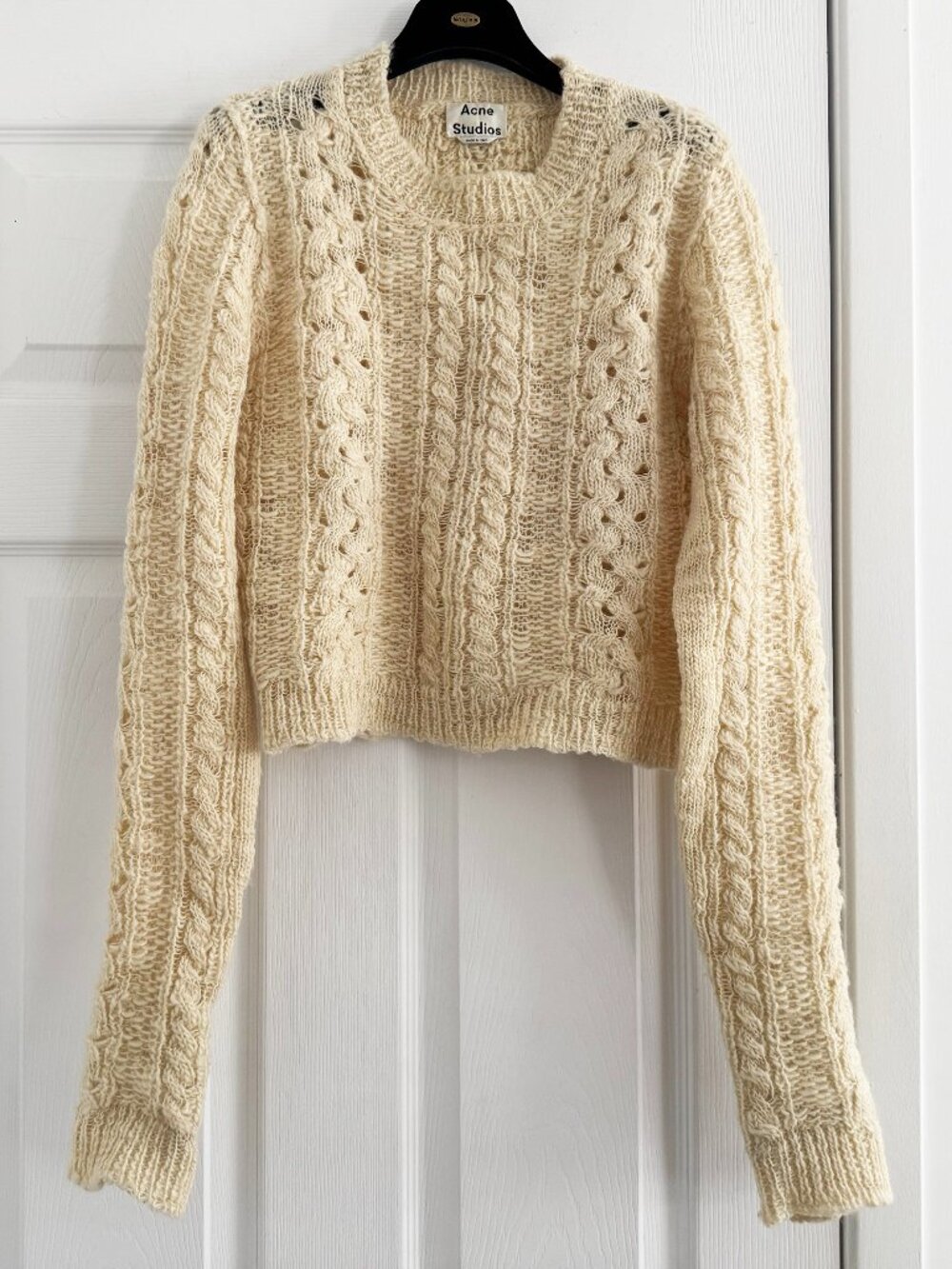 Acne Studios Cable Knit Sweater in Ivory, size Medium (fits Small)